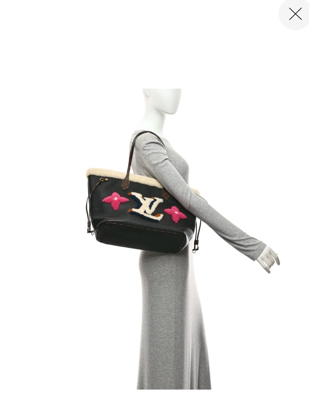 Louis Vuitton Neverfull MM Teddy Monogram Shearling Limited Edition Tote Bag